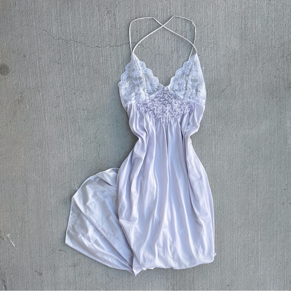 vintage satin light purple maxi dress